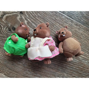 Li'l Woodzeez Beaver Family set of 3 doll‎ house figurines toys